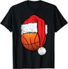 Herren Weihnachts-Basketball-Muster bedrucktes 100% reine Baumwolle Kurzarm-T-Shirt Kleidung Camiseta Hombre