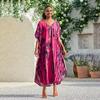 2023 Rayon V-Neck Beach Cover-Up Robe: European & American Style Vacation Swimsuit Sunscreen Shirt