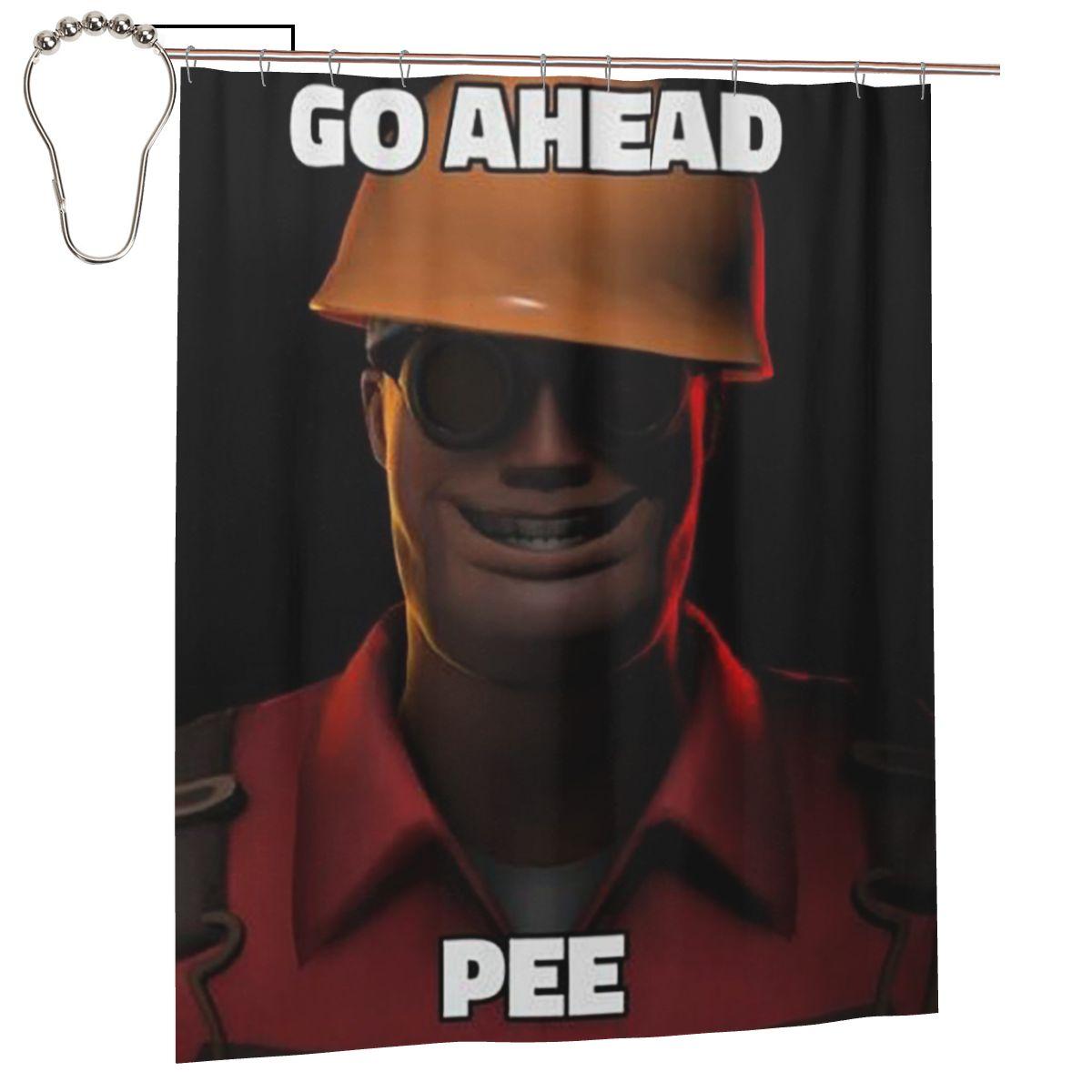 

Tf2 Go Ahead Pee Classic Shower Curtain Bathroom Polyester Waterproof Bath Curtains With Hooks W60H190(CM)-1 Pcs