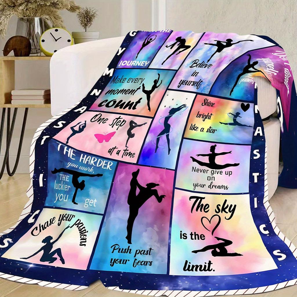 1pc Sport Girl Print Flannel Blanket, Soft Cozy Throw Blanket Nap Blanket For Travel Sofa Bed Office Home Decor, Birthday