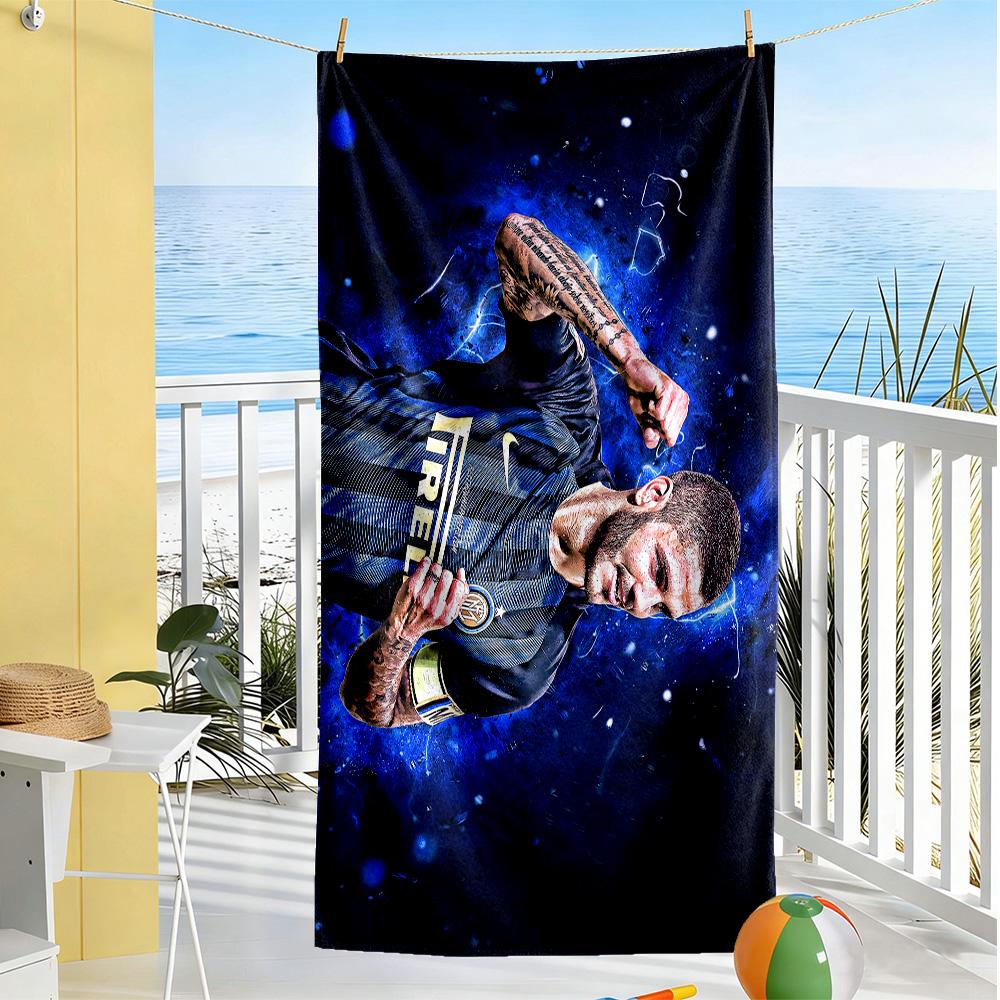 Inter Milan Player Action Beach Towel Super Soft Microfiber Quickdry Fabric Comfortable Lightweight