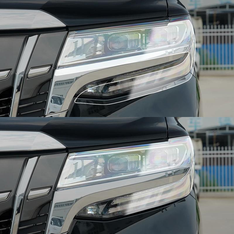 Smoke Black Pre Cut Car Headlight Protective Film For Toyota Alphard AH40 AH30 2019-2026 Anti-Scratch High-Gloss Vinyl Wrap Film
