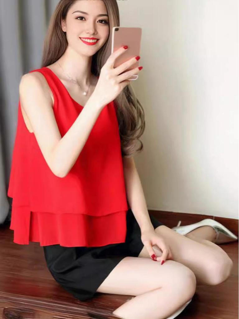 Plus Size Women's Chiffon Sleeveless Camisole – Spring/Summer Loose Round Neck Top