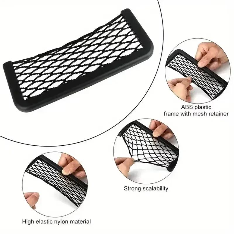 Car Organizer Storage Bag Auto Paste Net Pocket Card Universal Phone Holder Storage and Organization Car Interior Accessories