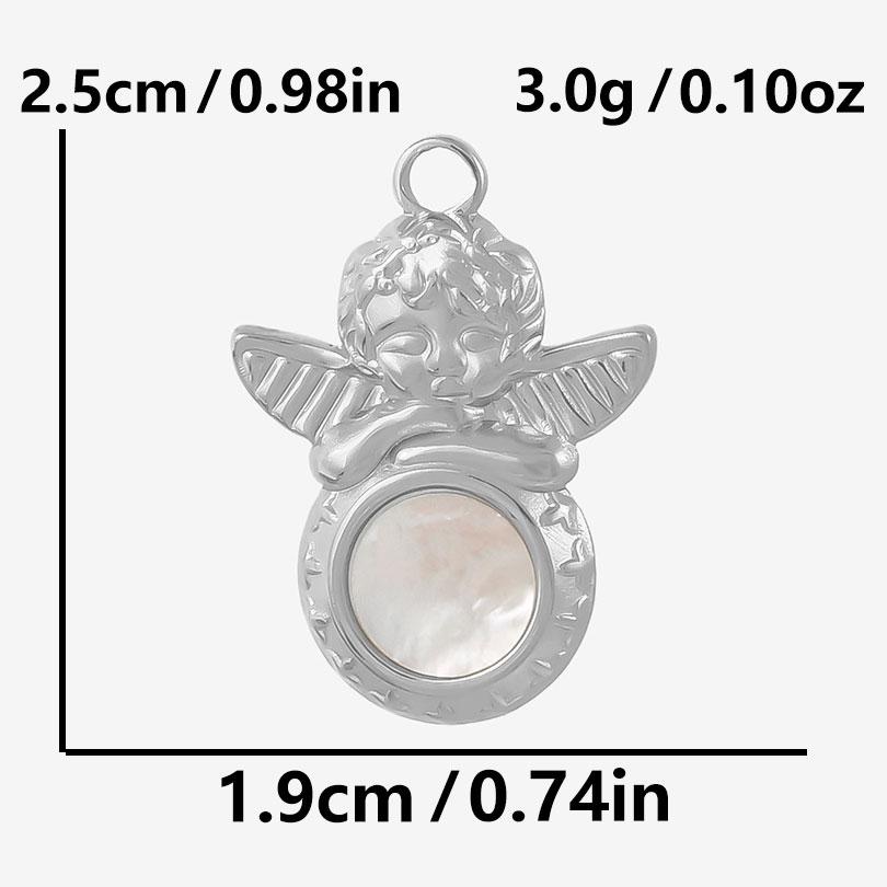 4Pcs No Fade Metal Stainless Steel Charm Real Natural Abalonewhite Shell Angel Sun Connector Charms For Jewelry Making Supplies