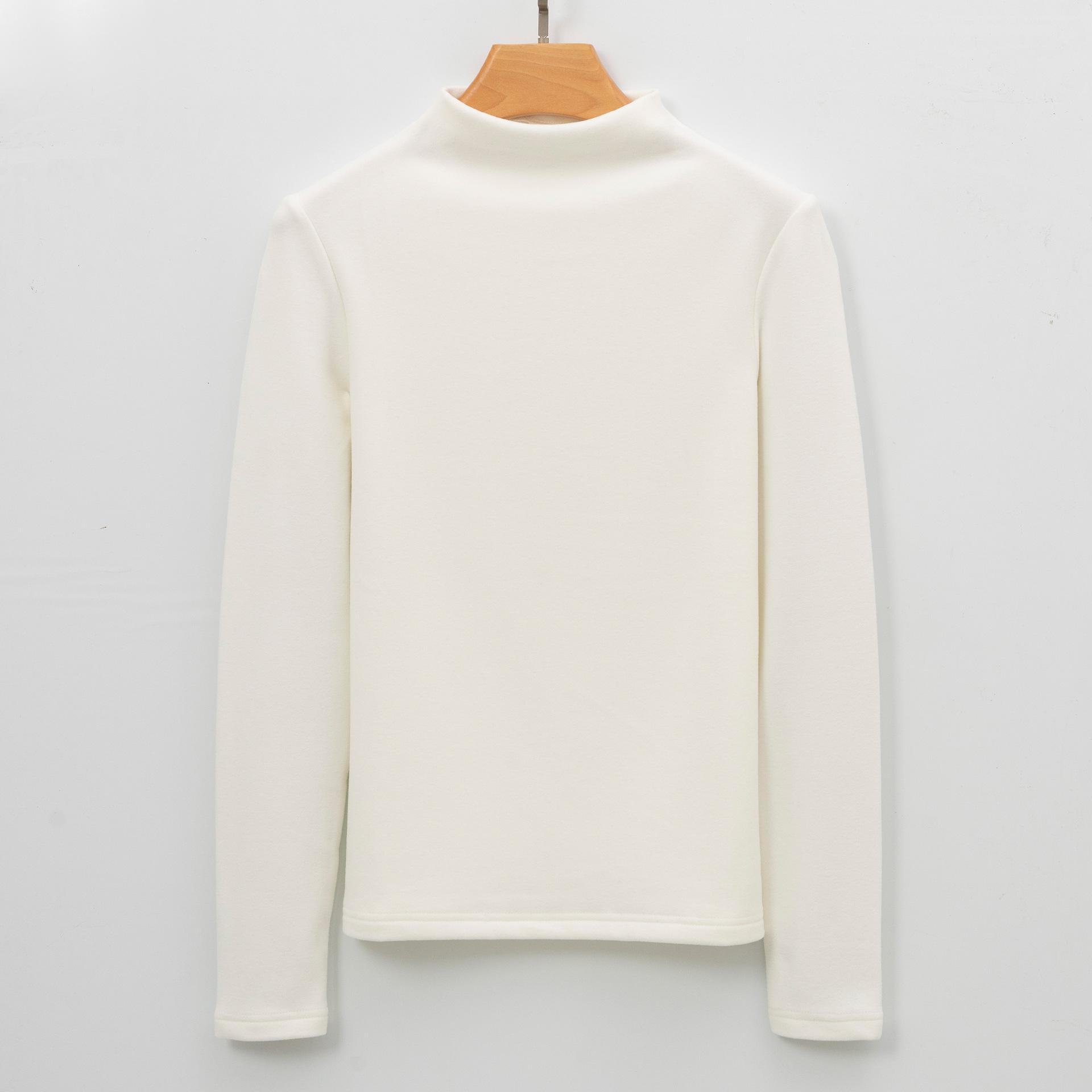 

Женская термофутболка с длинным рукавом и ворсовым воротником - влаговпитывающая, сохраняющая тепло, антибактериальная немецкая бархатная акриловая ткань. 175/108C (3XL) грязно-белый