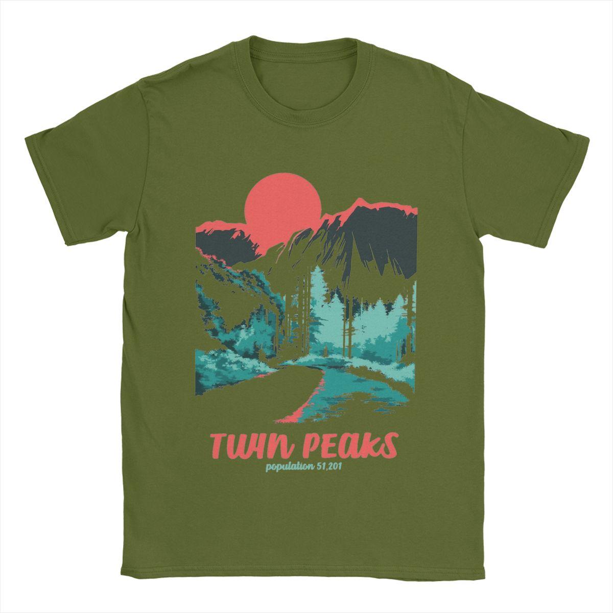 

Men s T-Shirts Twin Peaks National Parks Tonal Welcome Poster Cotton Tees Short Sleeve T Shirt Round Collar Clothing Summer 4XL
