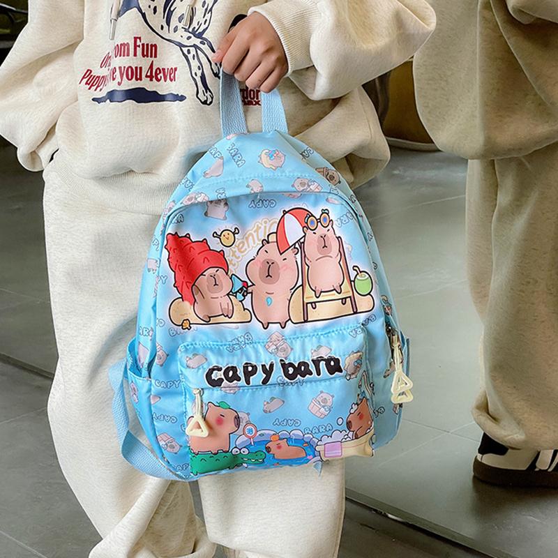 Large Capacity Capybara Backpack Cartoon Cute Backpack Multipurpose Stain-Resistant Students Schoolbag Trendy Printed Backpack