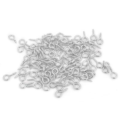 100pcs DIY Metal Screw Eye Pin Drill Hook Loop Clay Resin Jewelry Findings Accessory (Silver)