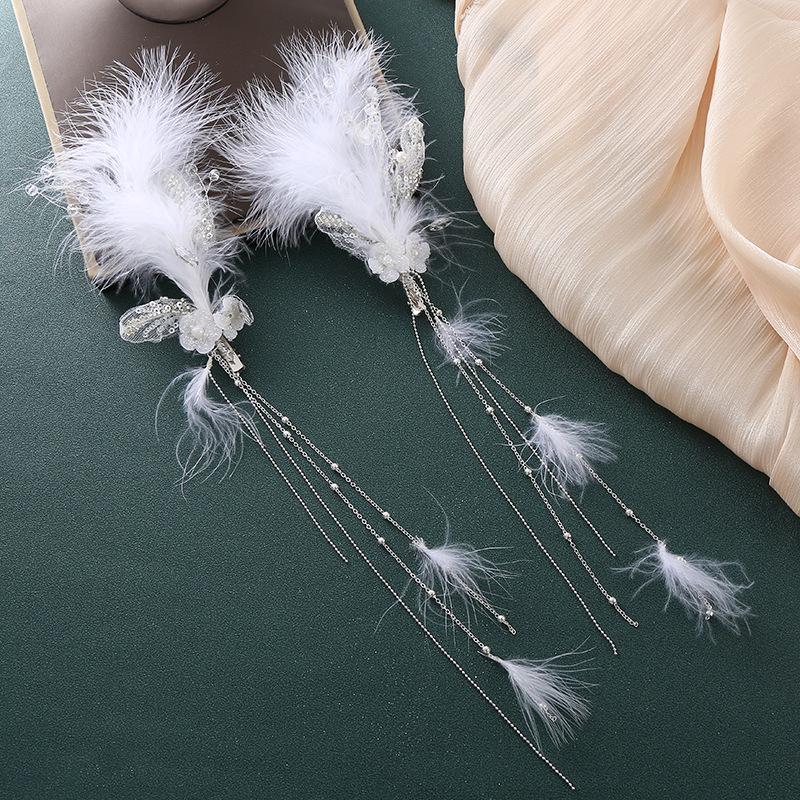 Podoabă de cap de mireasă coreeană ac de păr zână din cristal lucrat manual nuntă accesorii de păr de lux iarnă pană pereche clip lateral