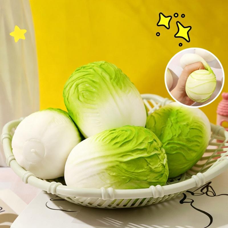 Bai Fen Bai Toys Squishy Simulated Napa Cabbage Squishy Toy Stress Relief Rubber Venting Fidget Toy Realistic Vegetable Shape Stress Relief Toy