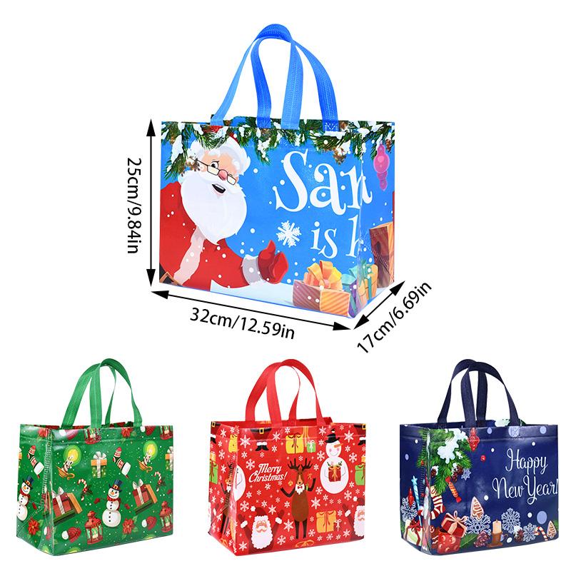 Cartoon Christmas Gift Bag Santa Claus Non-woven Tote Bag Candy Gift Packaging Bag 2024 Christmas Party Supplies New Year 2025