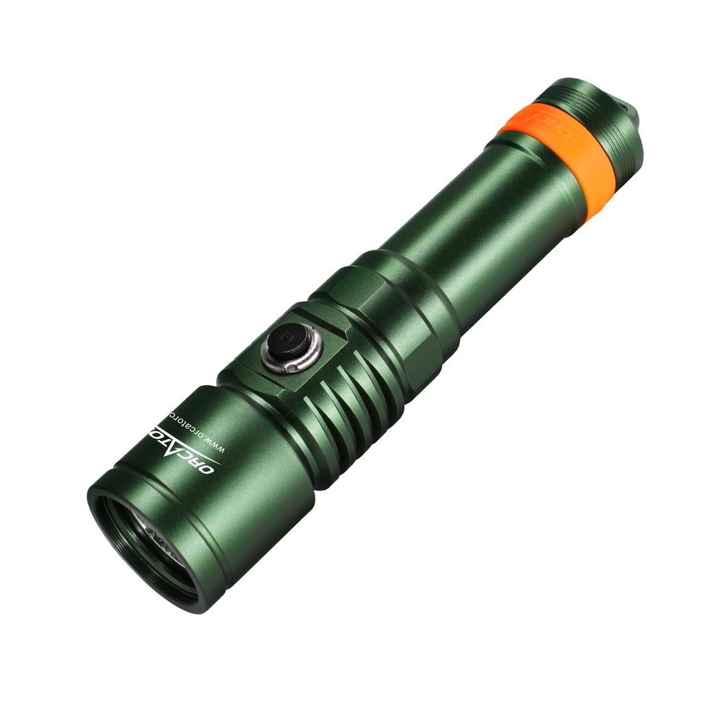 ORCATORCH D710 Diving Light, 3000 Lumens, 6 Degree Narrow Beam, IP68 Waterproof, 150 Meter Scuba Diving Flashlight (Green)