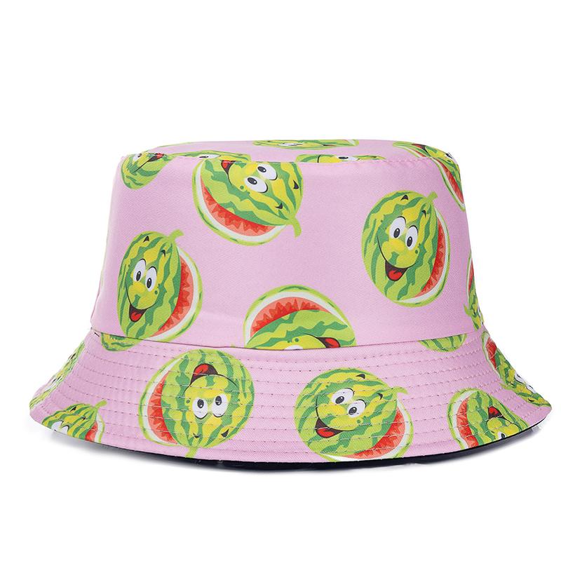 Vendita Cappelli a Secchiello Unisex Estivi Doppia Faccia Stampa Frutta Cappellino Donna Cappello da Sole da Esterno Uomo Cappello a Secchiello Classico