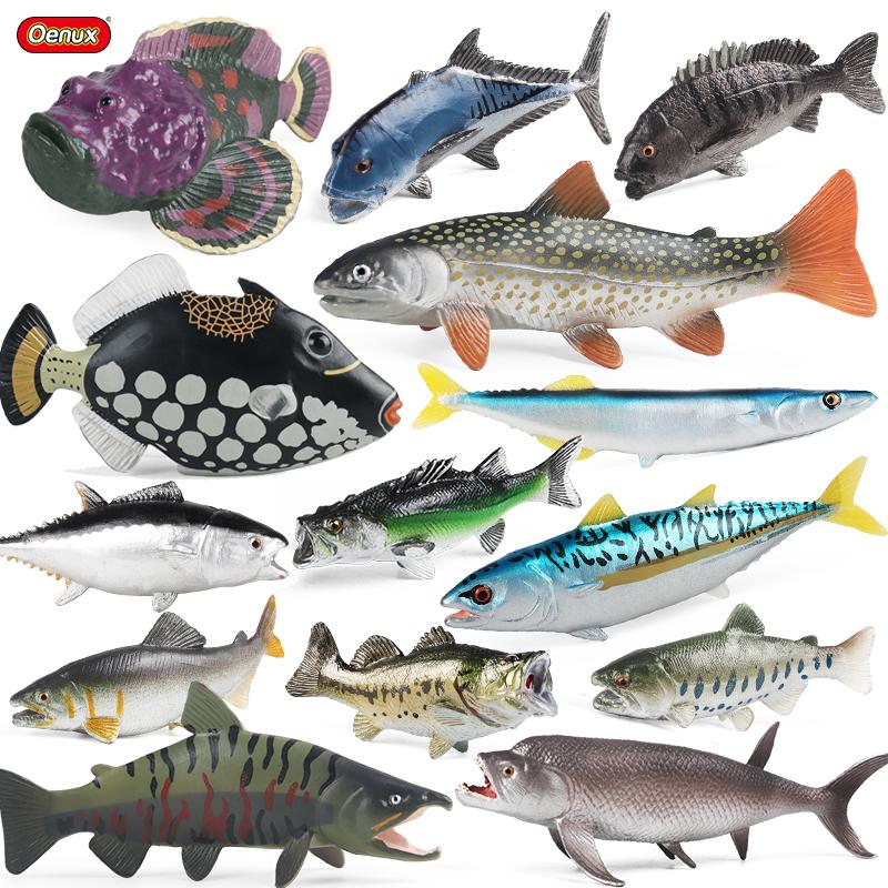 Oenux Meeresleben Modell Clownfisch Lachsbarsch Meerestier Spielfiguren PVC Hohe Qualität Bildung Miniatur Strand Kinderspielzeug