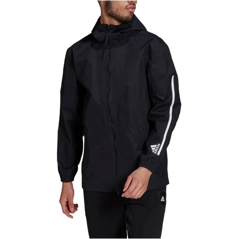 adidas Logo Buchstaben Print Kapuzenjacke Gerader Schnitt Warm Herrenjacke Schwarz GM0895