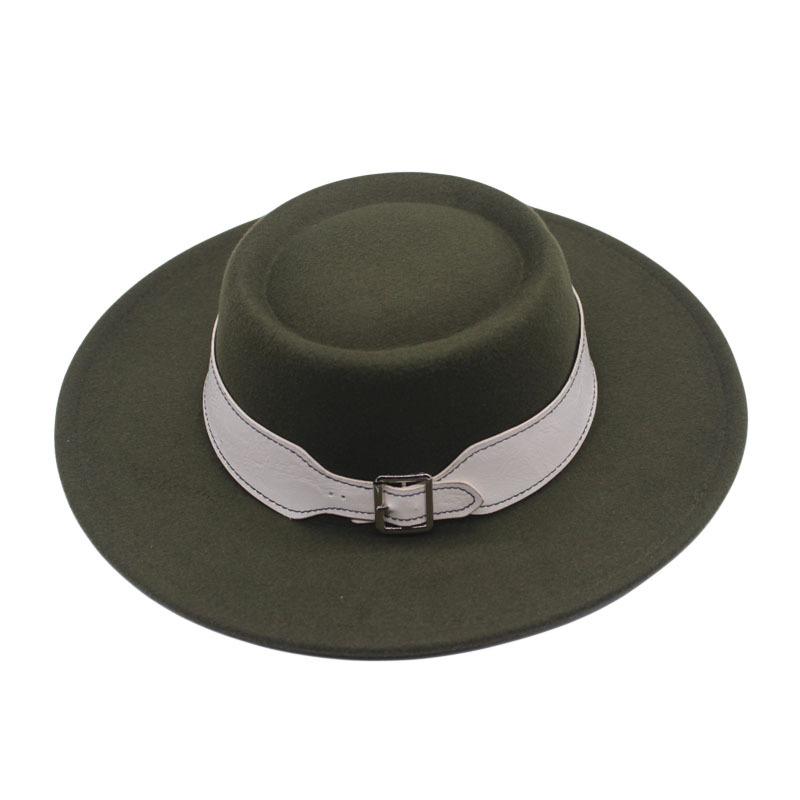 European and American fashion autumn and winter woolen top hat women, British retro temperament big-brimmed jazz hat women's concave felt hat