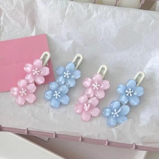 4 Stuks Meisjes Haarspeld Macaron Kleur Kersenbloesem Haarclips Parelmoer Textuur Stabiele Golvende Pony Haarspelden Haaraccessoires