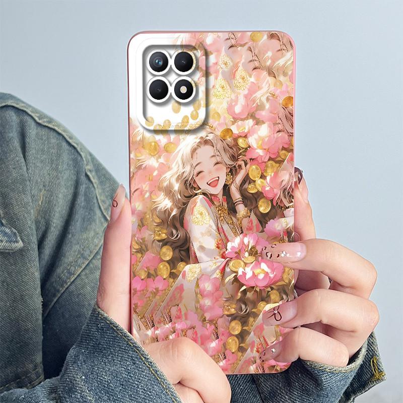 For OPPO Realme 8i 4G Phone Case RMX3151 RMX3286 Soft Silicone Capa for realme Narzo 50 Lovely panda Cartoon Flower Funda Cover