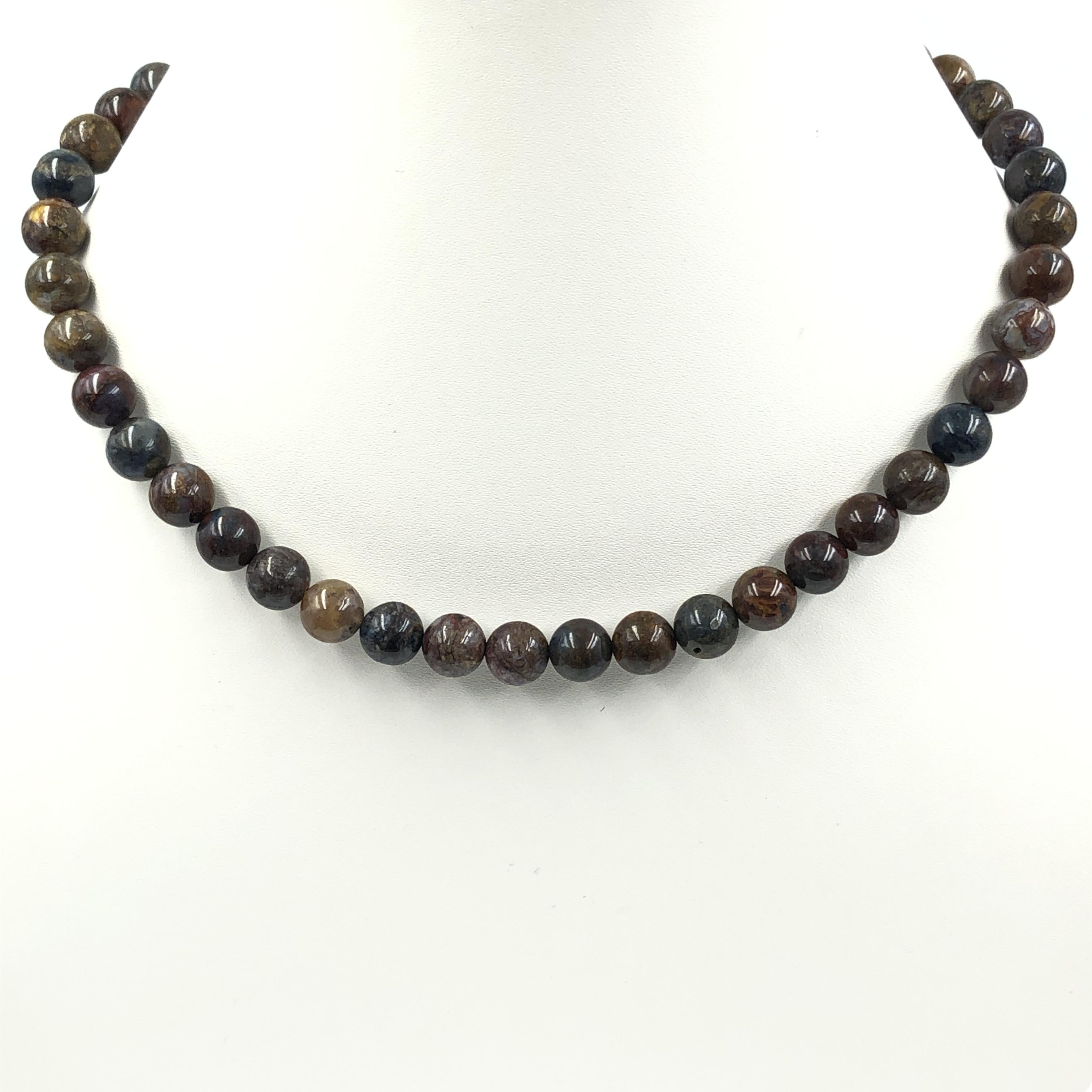 8 мм Натуральный африканский питерсит, круглые бусины, ювелирные изделия ручной работы, регулируемый чокер, красивое ожерелье 17-20  8BN-54