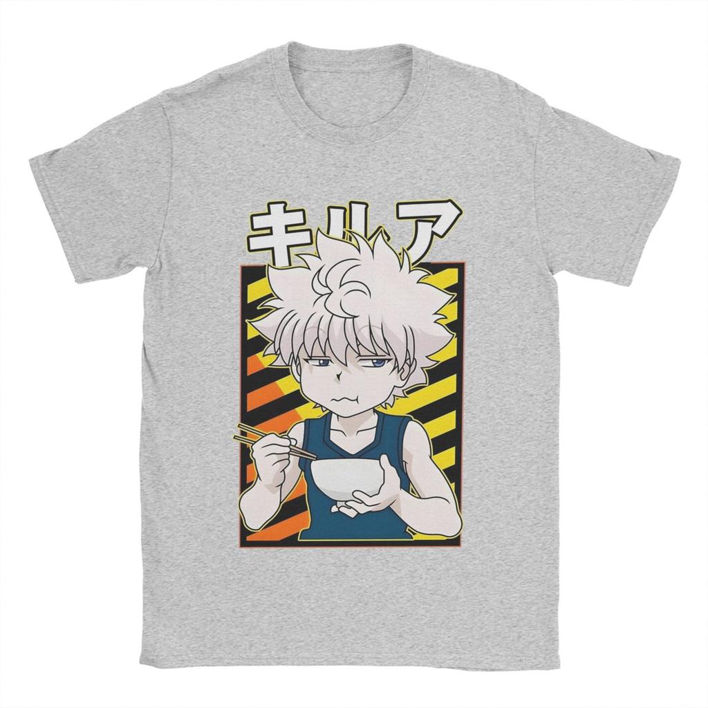 HXH Killua Zoldyck Anime Men's T Shirt Novelty Tee Shirt Short Sleeve Round Neck T-Shirt Cotton Original Tops