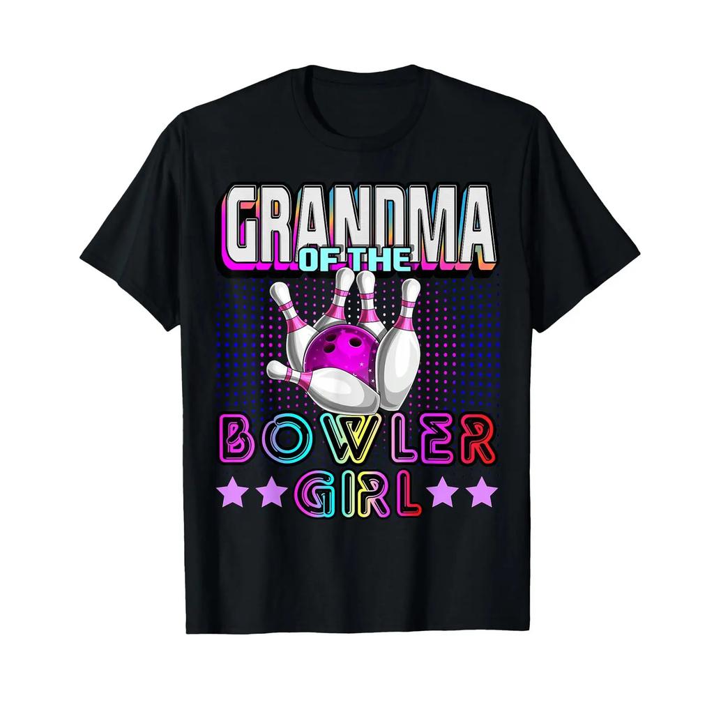 Grandma Of The Bowler Girl Matching Family Bowling Birthday T Shirt Vintage Stylish Homme Soft Designer Clothes
