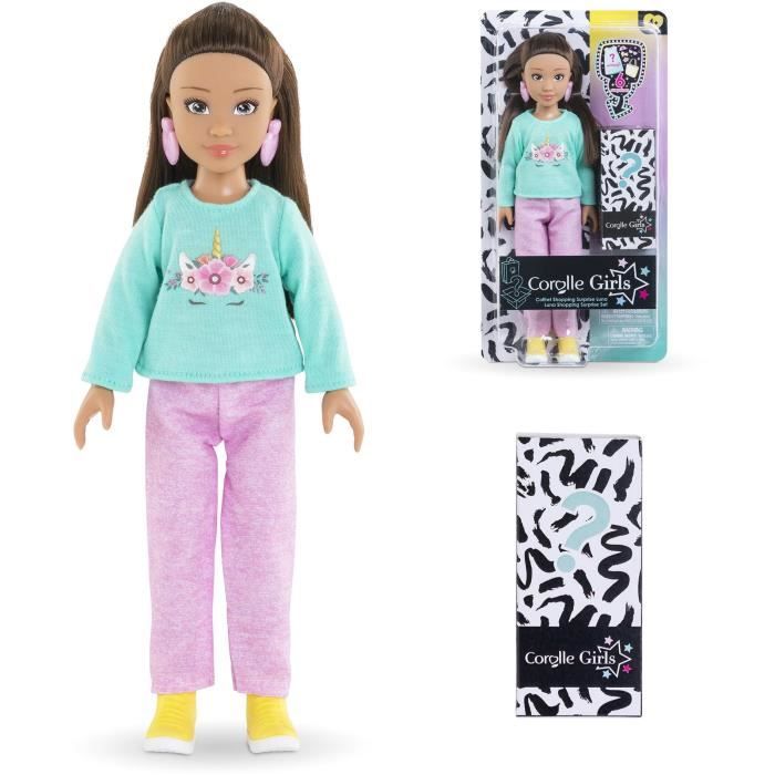Coffret luna shopping corolle girls - poupée mannequin - 6 accessoires - 28 cm - dès 4 ans