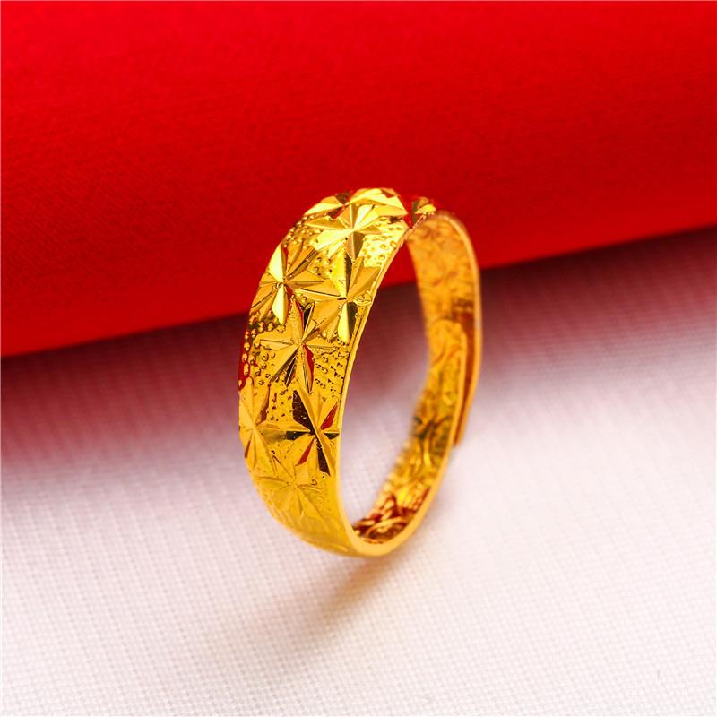 Gold Plated Women'S Open Adjustable Ring Lucky Transfer Flower Finger Ring For Women Wedding Bride Jewelry Accessories