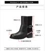 Leather Belt Buckle Straight Boots Small Thick-soled British Retro Martin Boots Western Boots Short Boots Women's Knight Boots