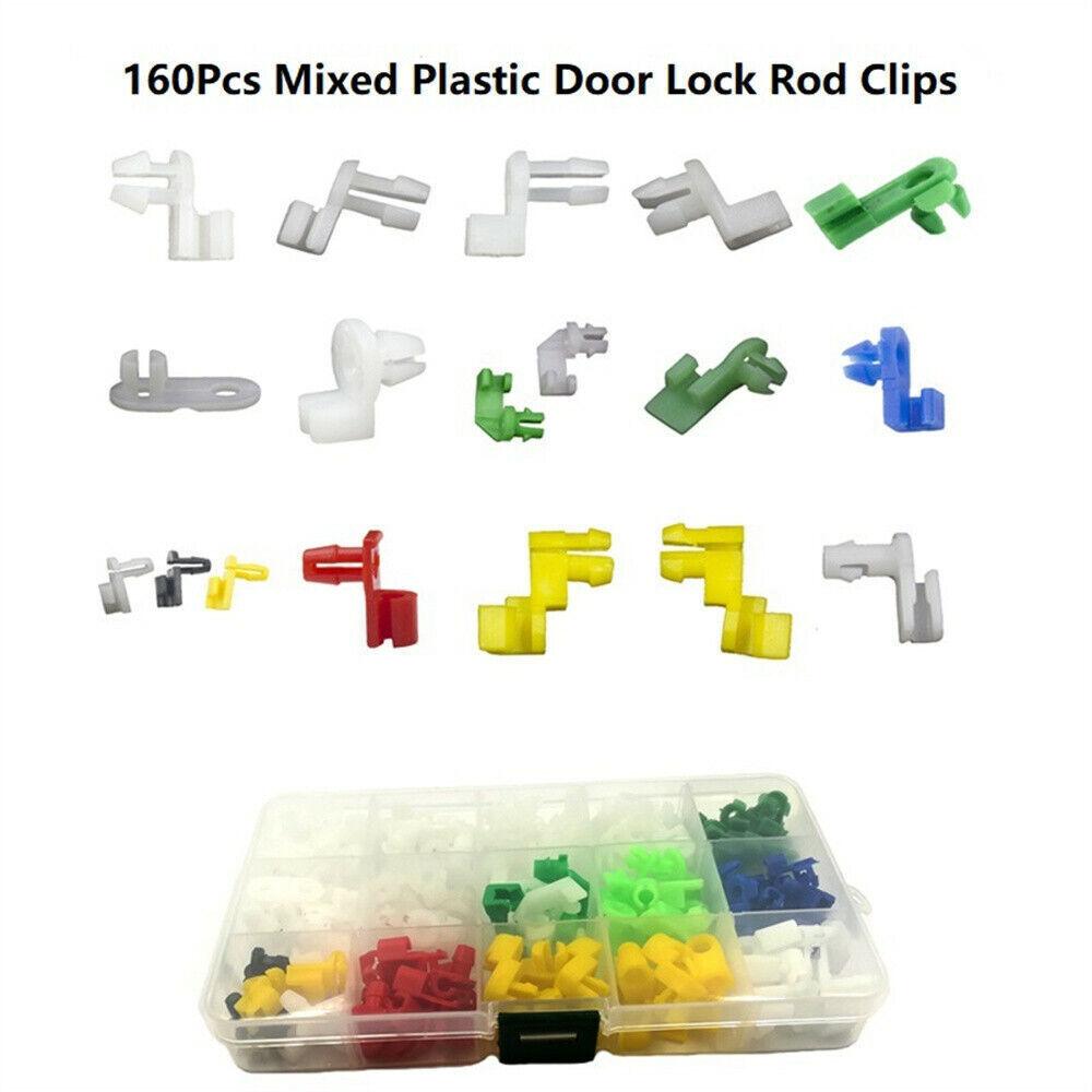 160PCS Mixed Universal Plastic Car Door Lock Rod Clips Side Fasteners Retainers