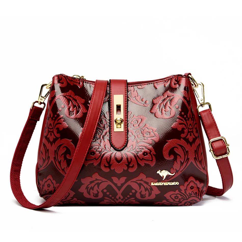Women's leather crossbody bags 3 layers casual shoulder bags luxury designer high quality