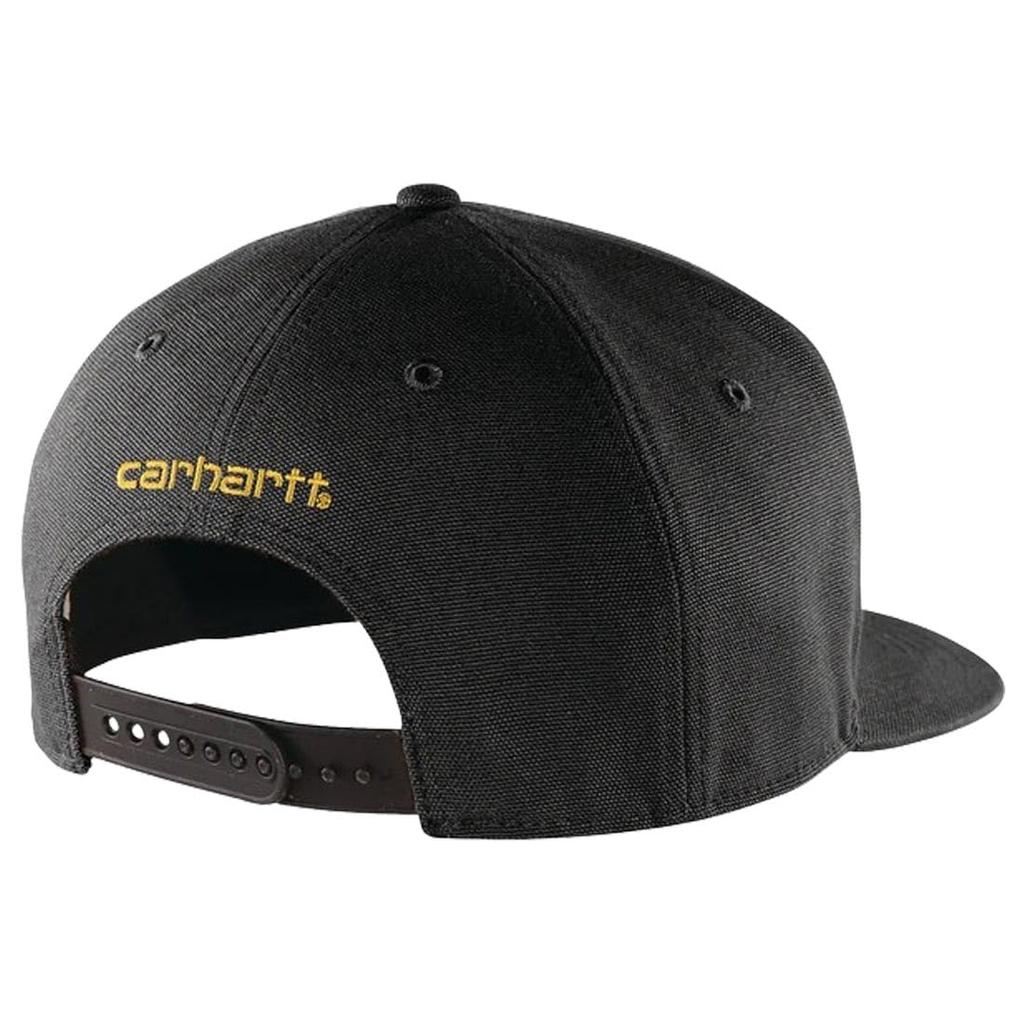 Carhartt Firm Duck Flat Brim Black One Flat Duck Solid for Men and Women Cap, 106665, (001), Size, 6-Panel, Brim, Fabric, Snapback, Simple, Color,
