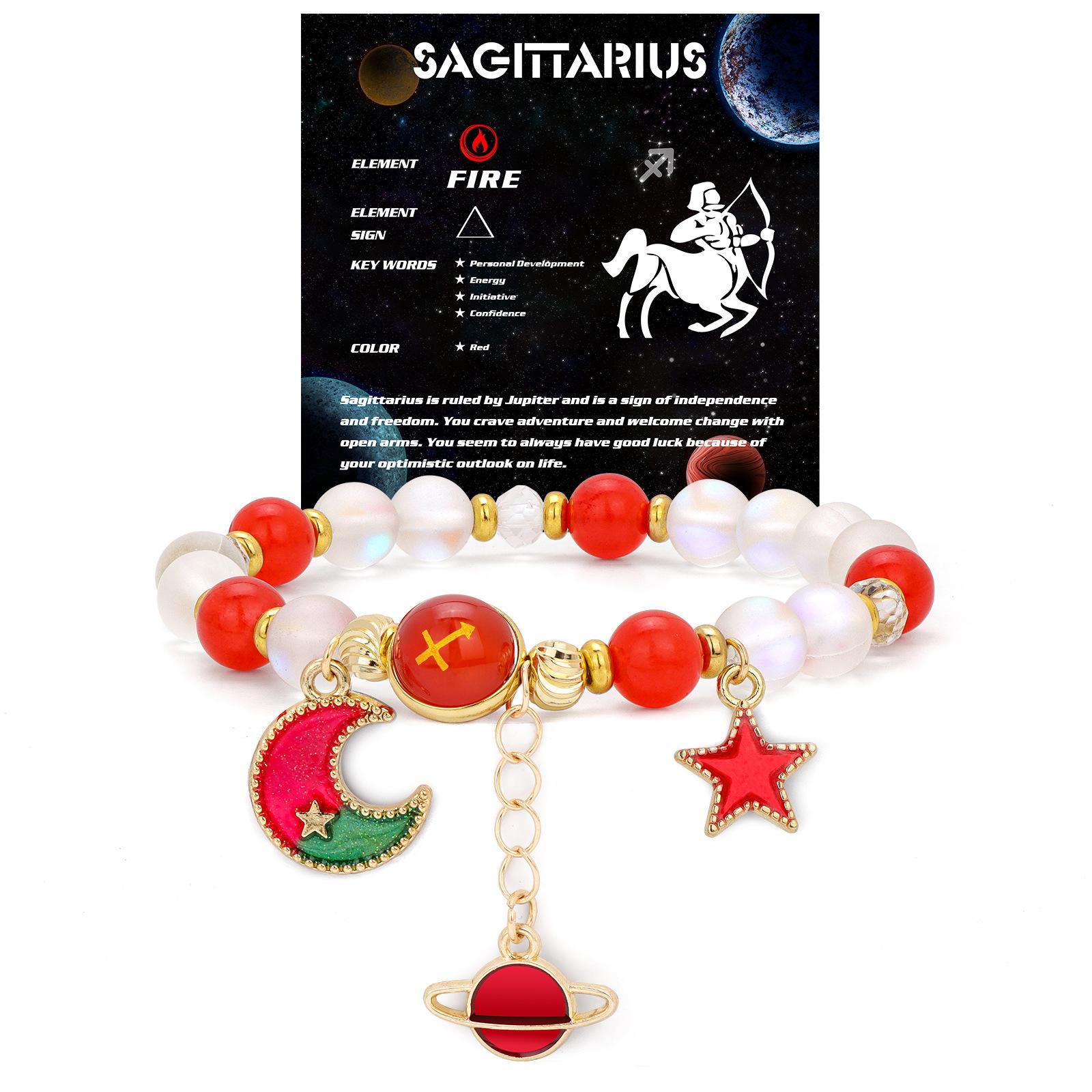 

JYL TS Bracelet Zodiac Star Moon Design Romantic Enhances Fate & Dream Fulfillment Sagittarius Червоне дерево