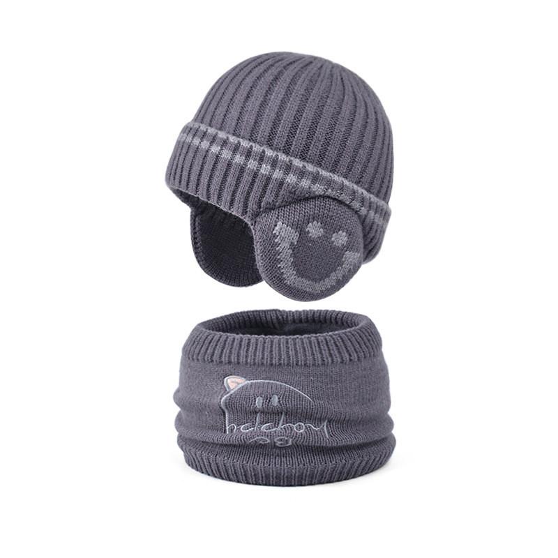 Childrens Acrylic Knit Hat And Scarf Set With Ear Protection For Winter Outdoor Wear