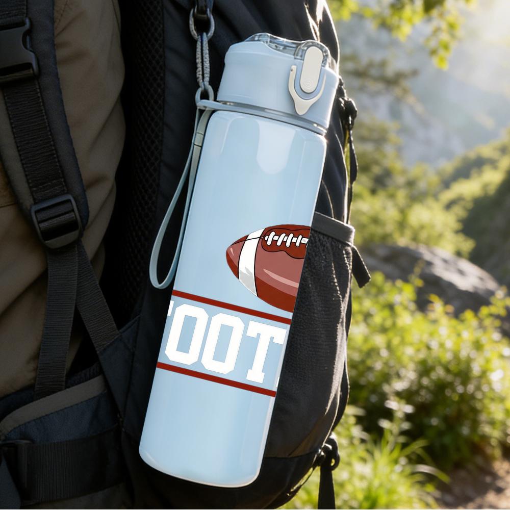1PC American Football Simple Stripe Mark 750ml Color Plastic Water Bottle Leakproof Flip Straw Lid For Sports Office Home Use