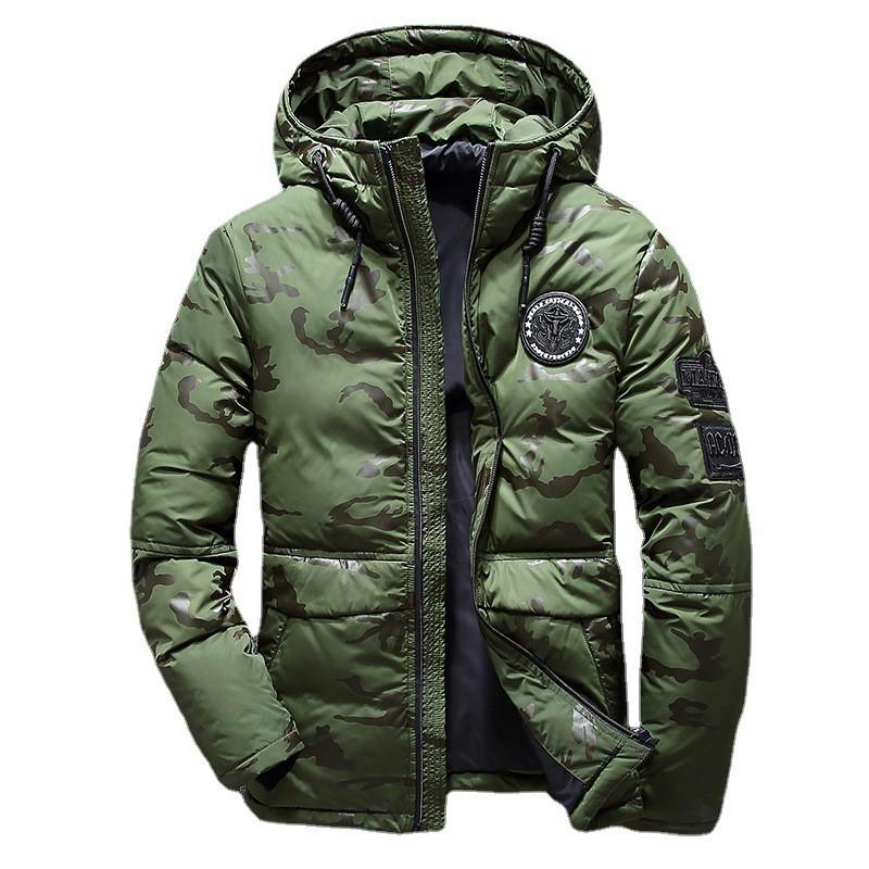Mens Short Down Jacket Winter Outdoor Warm Hooded Coat Casual Youth Fashion