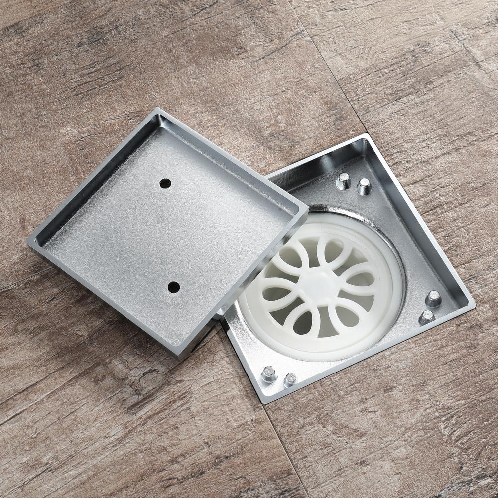 Bathroom Accessories 116*116MM Shower Floor Drain Can Insert Tiles Floor Drain Cover Brass Anti-odor Floor Drain Chrome