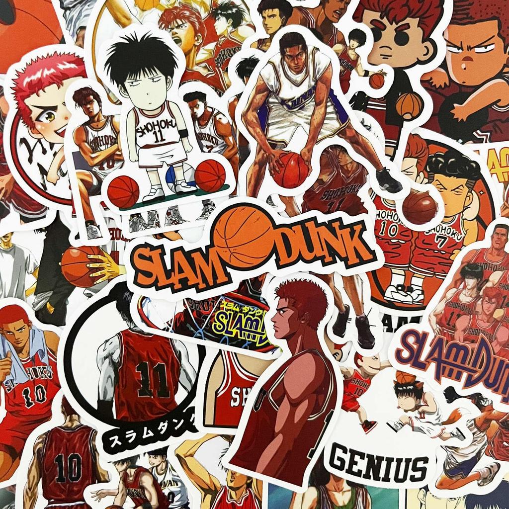 Slam Dunk Sticker Waterproof and Stylish Computer Slam Dunk Anime Stickers for DIY Water Travel Birthday Gifts 50-Piece Set, Stickers, Suitcases,