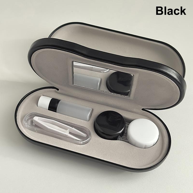 

2 In 1 Double Layer Glasses Box Contact Lens Case For Men Women Creative Dual Use Glasses Case Eyewear Leather Box Unisex Gift чёрный