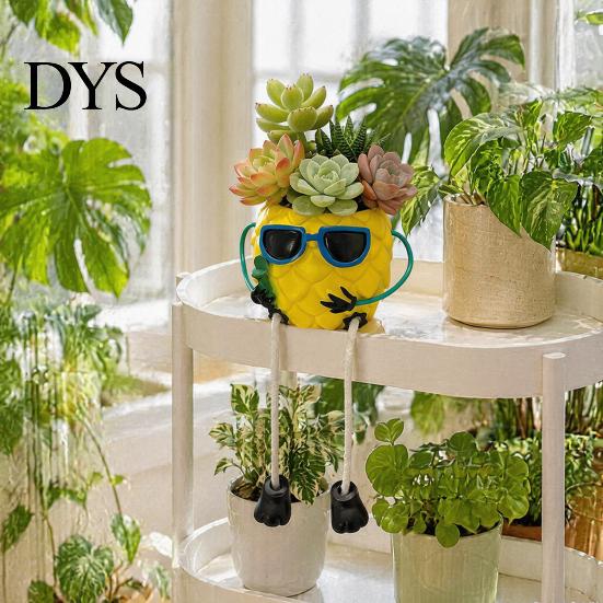 Sukkulenten-Übertopf mit Hängefüßen Ananas Tisch-Übertopf, Topf-Füße, Vielseitige Einzigartige Büro-Tischdekoration Schreibtisch-Organizer, Tropische Frucht