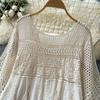 DIMANAF 2025 New Summer Women Long Basic Knitted Dress Sleeve  Fashion Lace Dresses Casual Loose