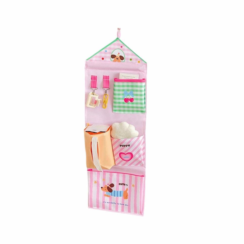 

Cute Wall Mounted Storage Bag Oxford Cloth Cartoon Hanging Bag Closet Pink S