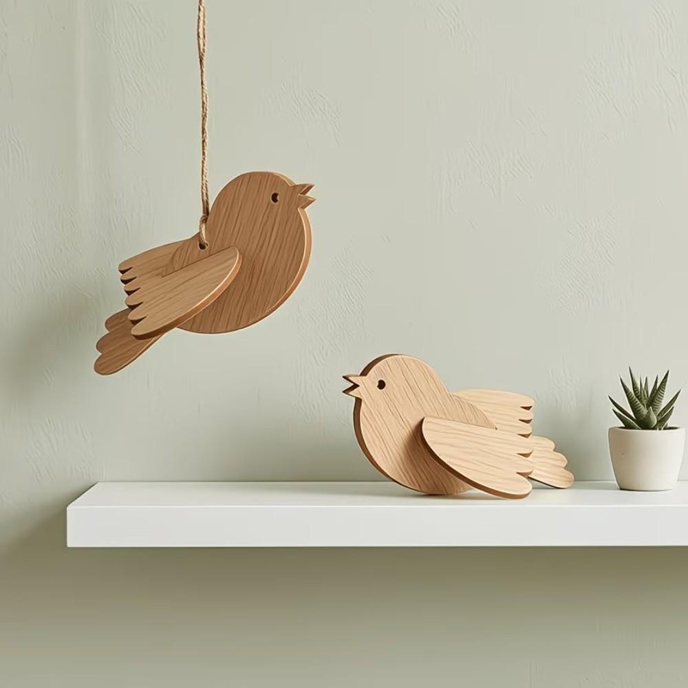 3 Stück Handgemachtes DIY Vogelornament Tier 3D Vogel zum Aufhängen Lustig Kinder Lernwerkzeuge Holz Vogel Dekoration Party