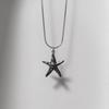 Retro Personality Stainless Steel Lava Metal Starfish Gold Color Sun Pendant Snake Bone Chain Necklace for Women Punk Jewelry