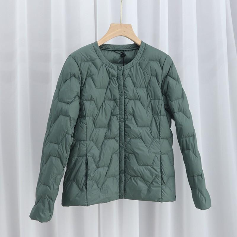 Womens Lightweight Short Down Jacket Inner Layer Round Neck Warm Outerwear Winter