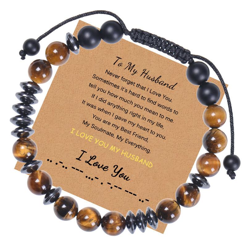 

JYL TS Bracelet Men s Adjustable Classic Enhances Stability & Charm To My Husband-Card оранжево-розовый