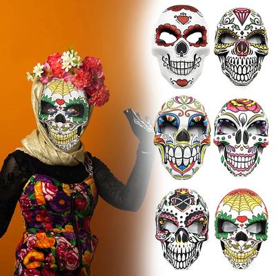 Strašidelná maska s potiskem lebky Maska mexického Dne mrtvých Halloweenská kostýmová maska Halloweenská maškarní maska-Kostní kostým Doplňky