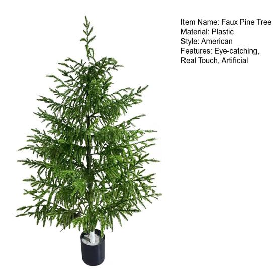 Umělý strom Norfolk Pine Real Touch Faux Zasazený vánoční stromek pro vstupní prostor, obývací pokoj, kancelář, byt, sváteční vnitřní venkovní dekorace