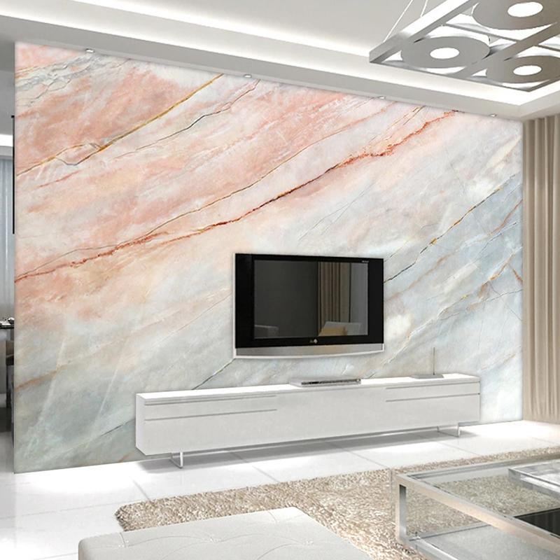 Mural Pink Gray Marble Wallpaper For Walls 3d Modern Living Room Tv Backdrop Wall Mural Decor