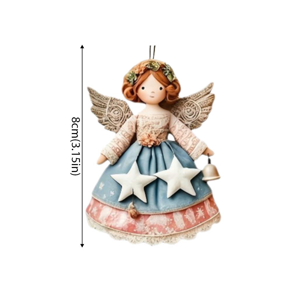 Wooden Christmas Angel Pendant Handcrafted Holiday Gift for Tree Decor Peace Symbol Lightweight Portable Festive Ornament